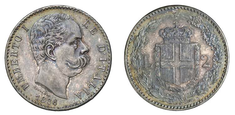 UMBERTO I (1878-1900)    2 Lire ... 