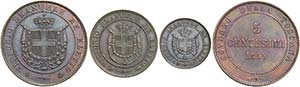 Lotto di tre monete. Vittorio Emanuele II re ... 