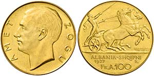 Monete d’oro europee.  Albania.  ... 