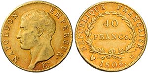 Monete d’oro europee.  Francia.  Impero ... 