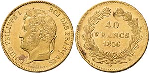 Monete d’oro europee.  Francia.  Luigi ... 