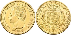 Monete d’oro europee.  Italia.  Savoia. ... 