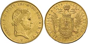 Monete d’oro europee.  Italia.  Ferdinando ... 