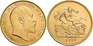 Monete d’oro europee.  Regno Unito.  ... 