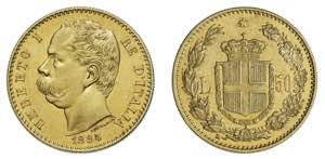 UMBERTO I (1878-1900)    50 Lire 1884, oro ... 