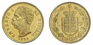UMBERTO I (1878-1900)    20 Lire 1885, oro ... 