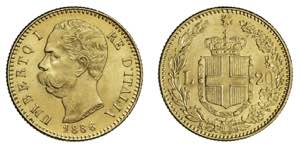 UMBERTO I (1878-1900)    20 Lire 1886, oro ... 