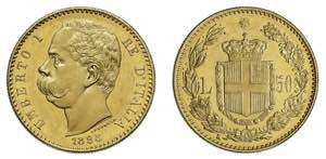 UMBERTO I (1878-1900)    50 Lire 1888, oro ... 