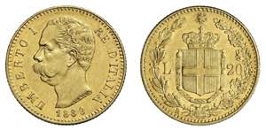 UMBERTO I (1878-1900)    20 Lire 1889, oro ... 