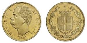 UMBERTO I (1878-1900)    50 Lire 1891, oro ... 
