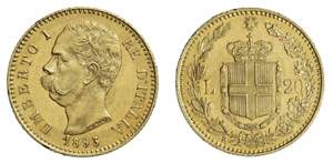 UMBERTO I (1878-1900)    20 Lire 1893, oro ... 