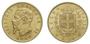 VITTORIO EMANUELE II (1861-1878)   20 Lire ... 