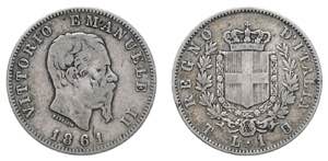 VITTORIO EMANUELE II (1861-1878)   1 Lira ... 