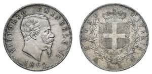 VITTORIO EMANUELE II (1861-1878)   5 Lire ... 