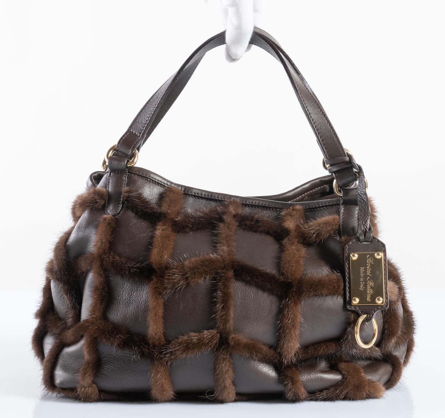 SAVINI BETTINA Borsa a mano in pelle marrone con ... - Art 