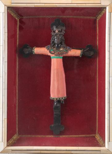 Cristo nero in legno con cornice ... 