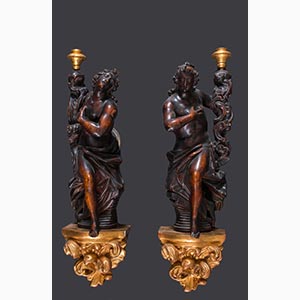 Coppia di statue reggicero, XVIII secolo, ... 