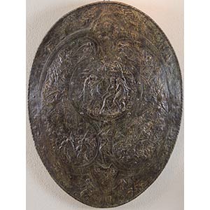 Scudo in terracotta patinata bronzo. Italia, ... 