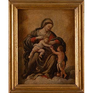 Maestro del XVII secolo Madonna con bambino ... 