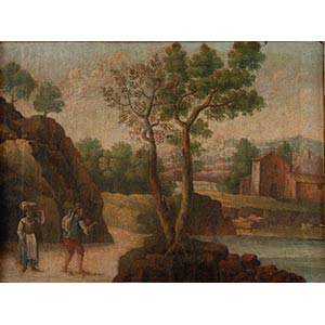 Maestro del XVII secolo “Paesaggio con ... 