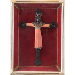 Cristo nero in legno con cornice in ... 