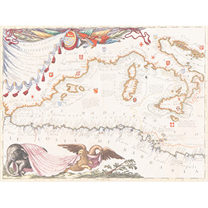 Mappa del Mediterraneo, 1699. Cm ... 