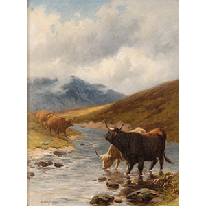 ALFRED GREY (Irlanda 1845 - 1926) Mucche al ... 