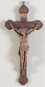 Cristo in terracotta su base in legno. Arte ... 