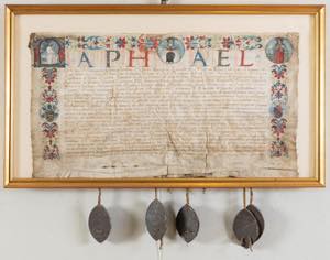 Bolla papale manoscritta in pergamena con ... 