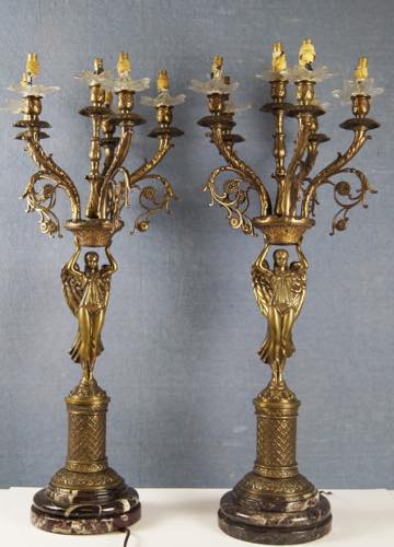 Coppia di candelabri in bronzo ... 