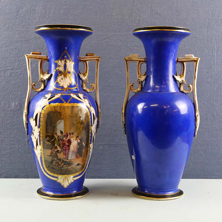 Coppia di vasi in porcellana bleu ... 