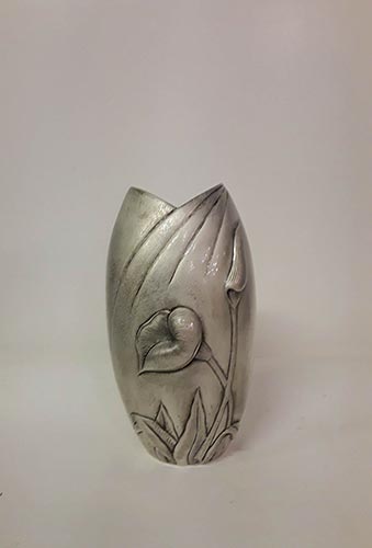 Vaso ovale in argento liscio ... 