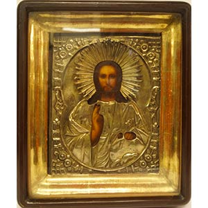 Icona raff.te Cristo con riza in metallo ... 