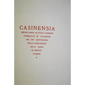 Volume CASINENSIA miscellanea ... 