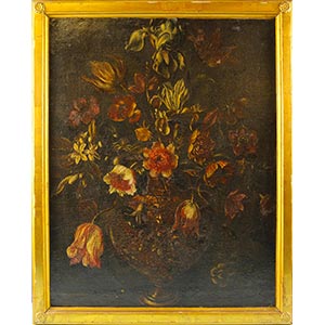 Dipinto ad olio su tela “Vaso con fiori“ ... 
