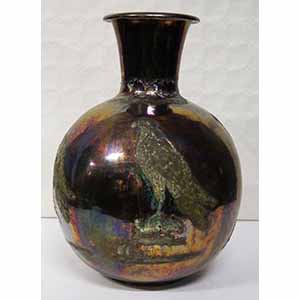 Grande vaso in ceramica lustrata bordeaux, ... 
