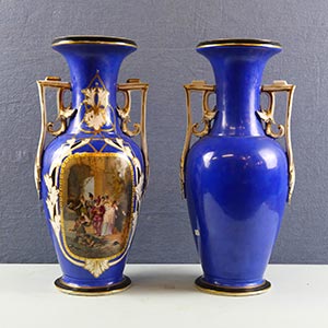 Coppia di vasi in porcellana bleu e ... 