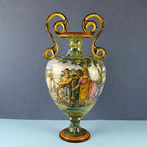 Grande vaso in ceramica policroma con corpo ... 