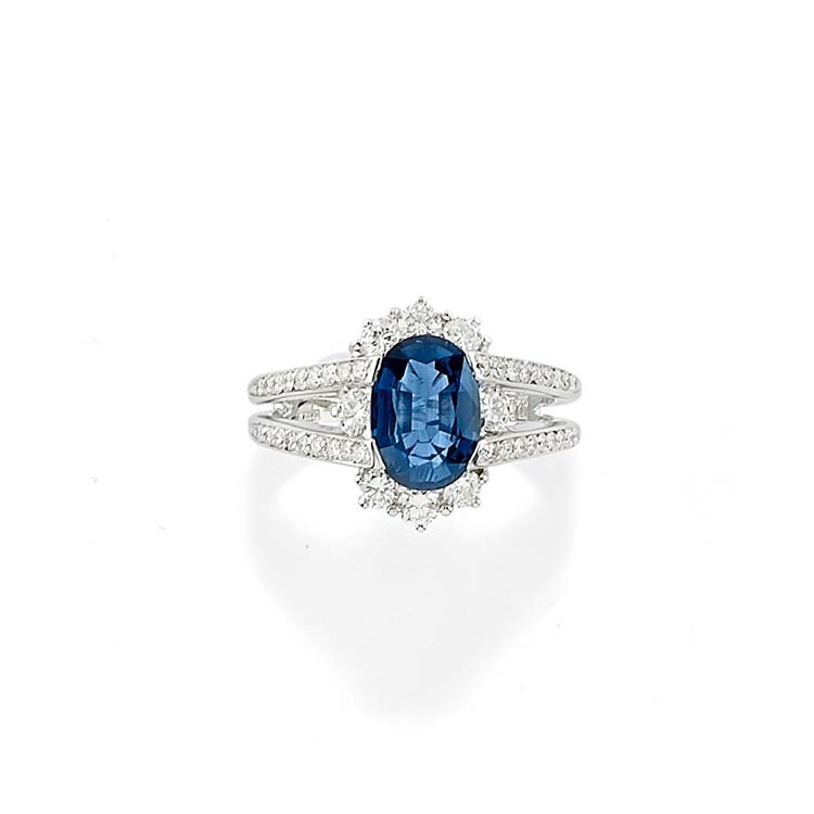 A 18K white gold, sapphire and ... 