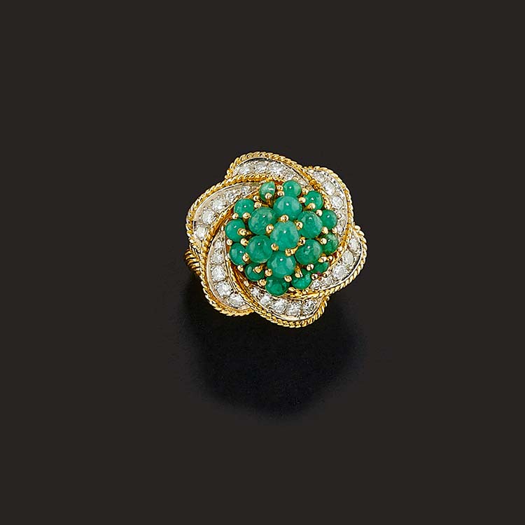 A 18K yellow gold, emerald and ... 