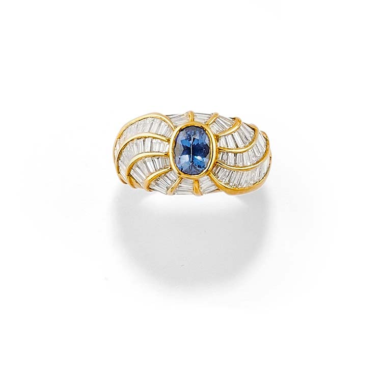 A 18K yellow gold, sapphire and ... 