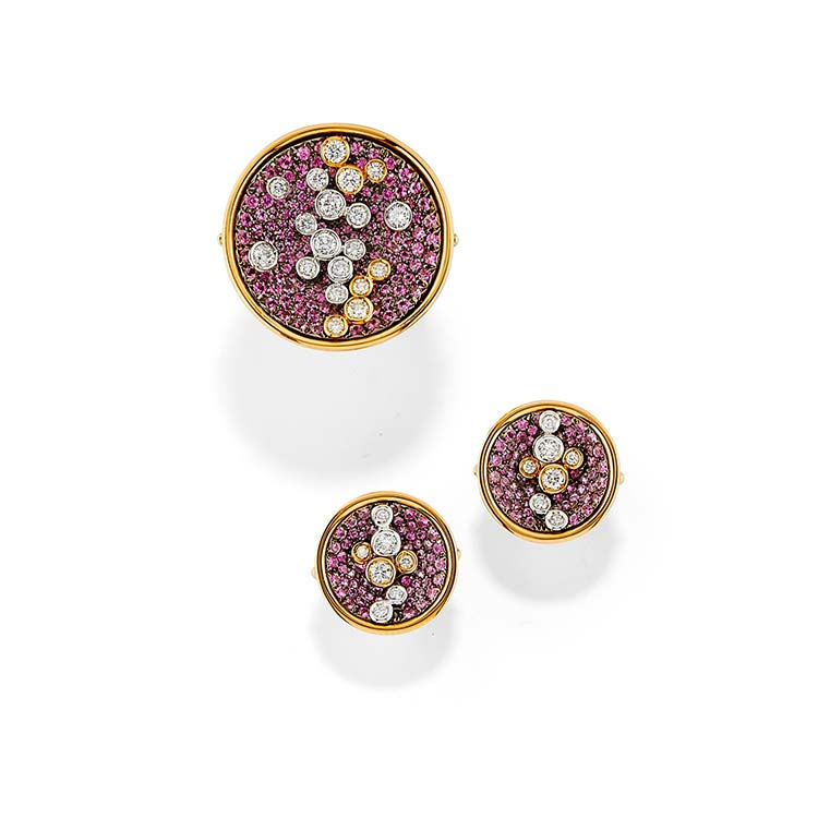 A 18K pink gold, pink sapphire and ... 