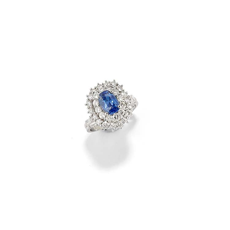 A 18K white gold, sapphire and ... 