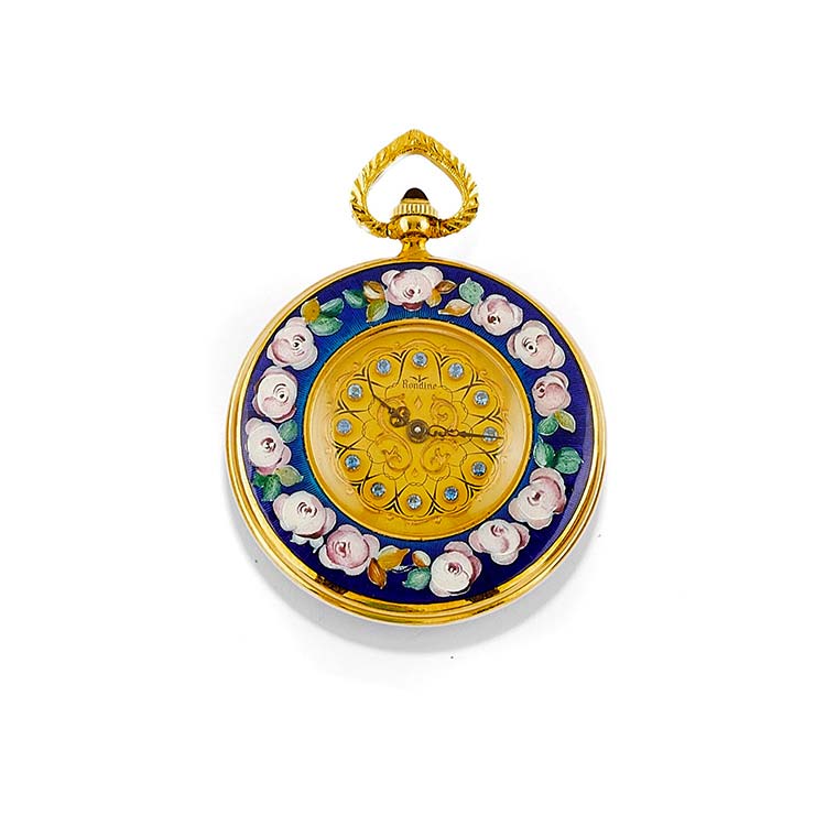 A 18K yellow gold and enamel ... 