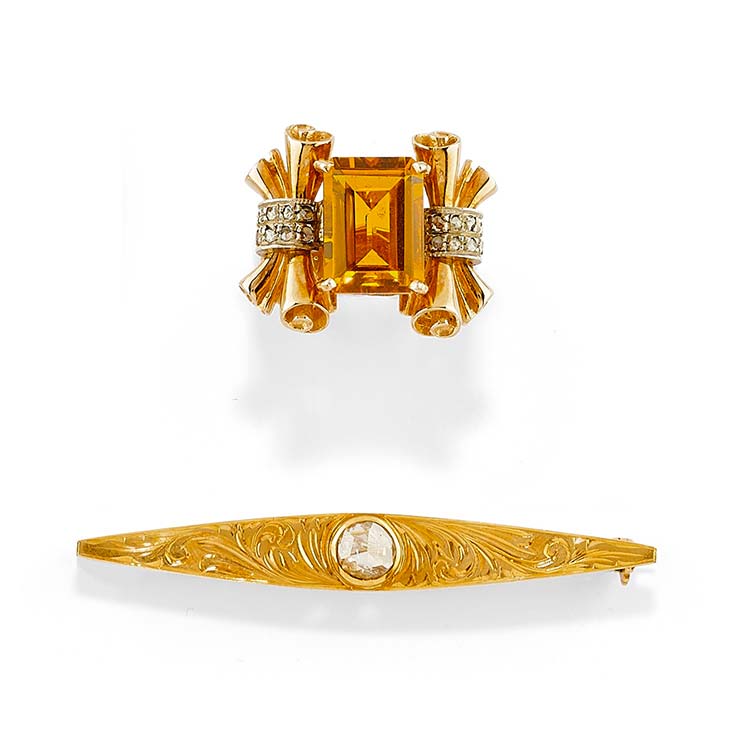 A silver, low-carat gold, 18K ... 