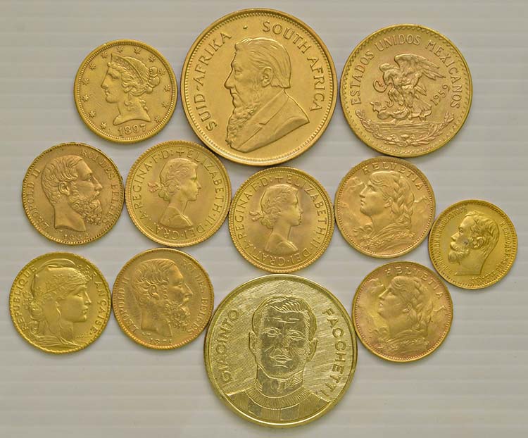 Varie. 11 monete in oro, fa parte ... 