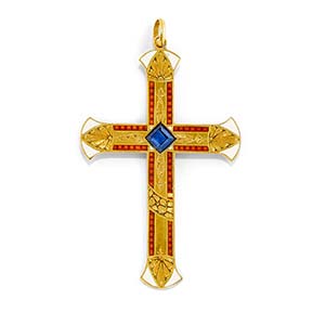 A 18K yellow gold, enamel and synthetic ... 