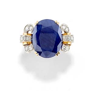 A 12K two-color gold, sapphire and diamond ... 