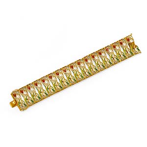 A 18K yellow gold and enamel bracelet, ... 