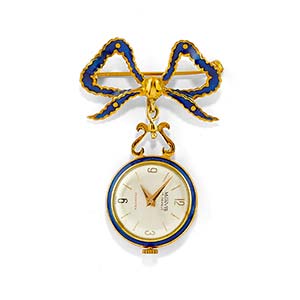 A 18K yellow gold and blue enamel ... 